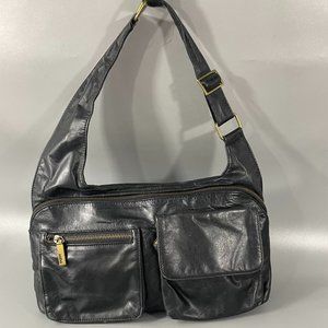 Vintage Hobo International Black Leather Shoulder Bag